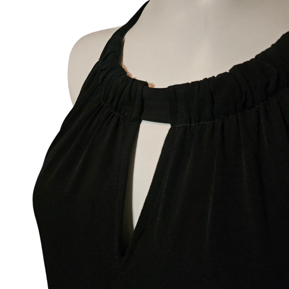 WHBM Dress Black Keyhole Front & Back Sleeveless Stretch Anti-Wrinkle sz M